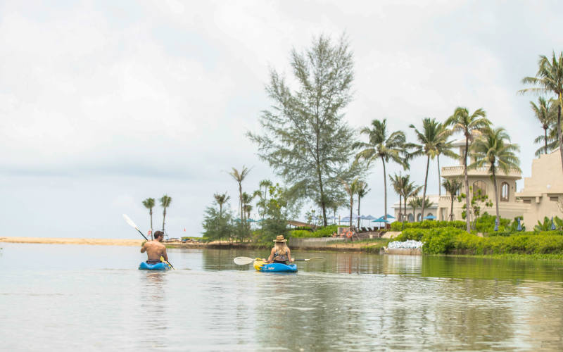 Kayaking in the lagoon next to Devasom Khao Lak
